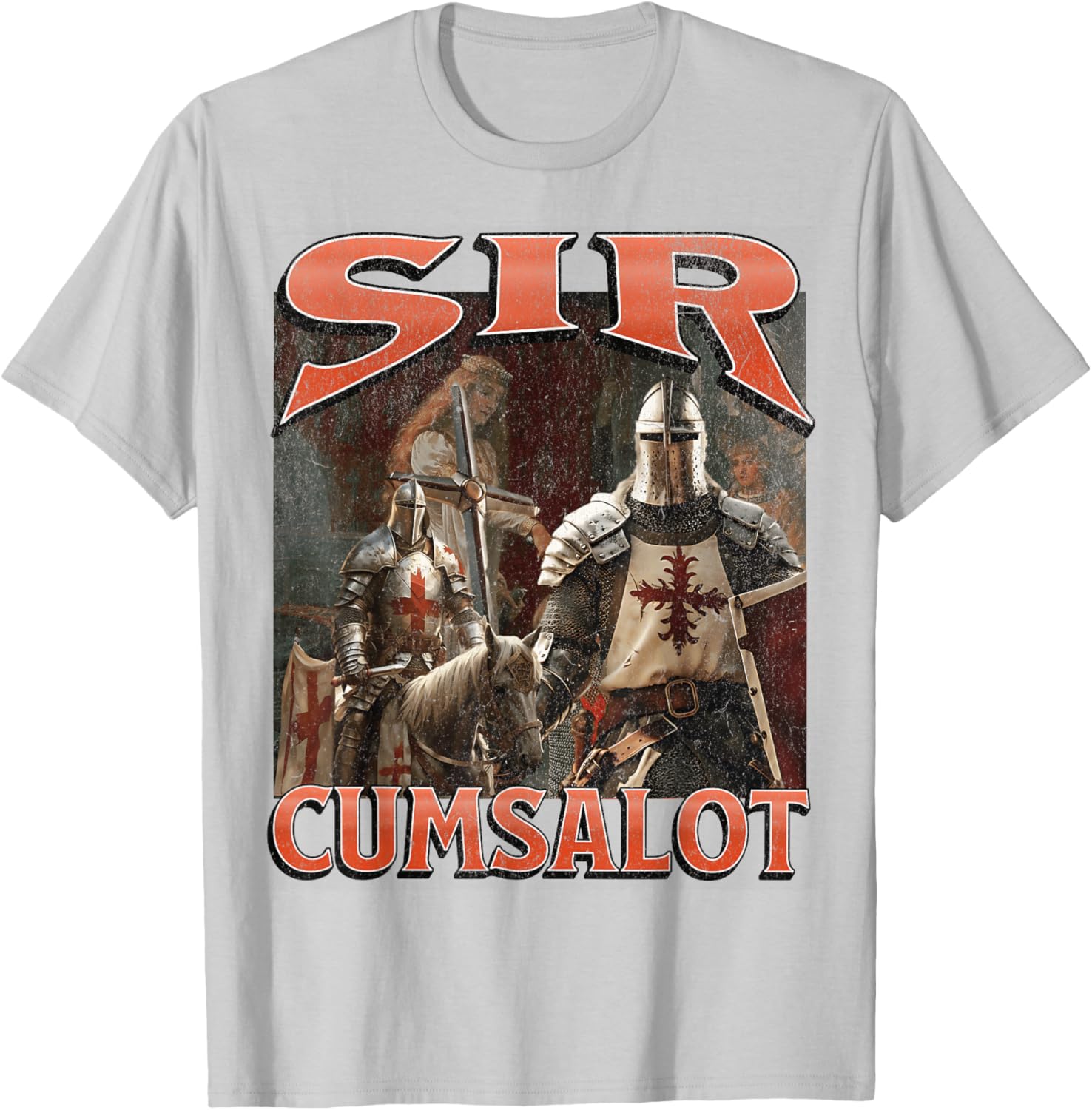 Humorous Sir Cumsalot Knight Meme Bootleg Graphic T-Shirt for Fun Fashion - 15