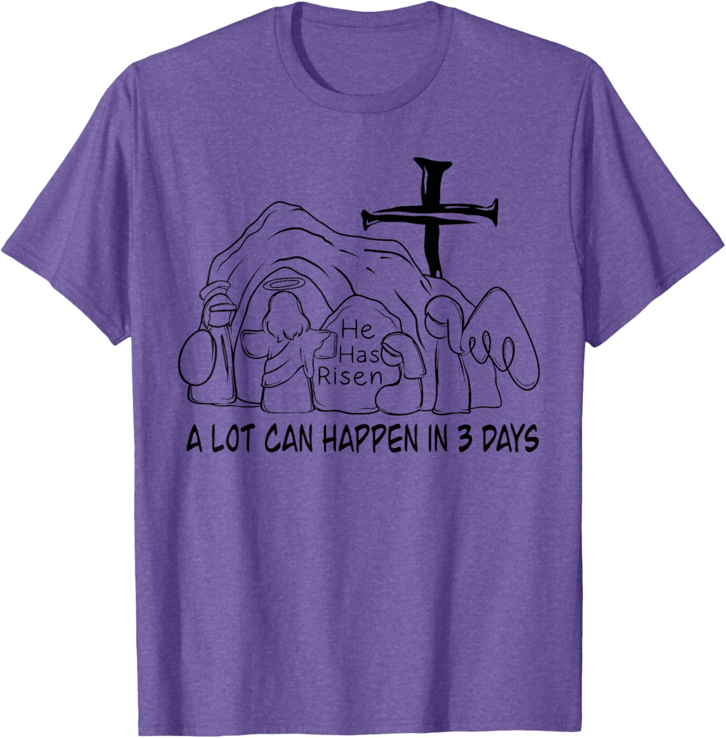 Retro Christian Easter T-Shirt A Lot Can Happen In 3 Days Fun Design - 16