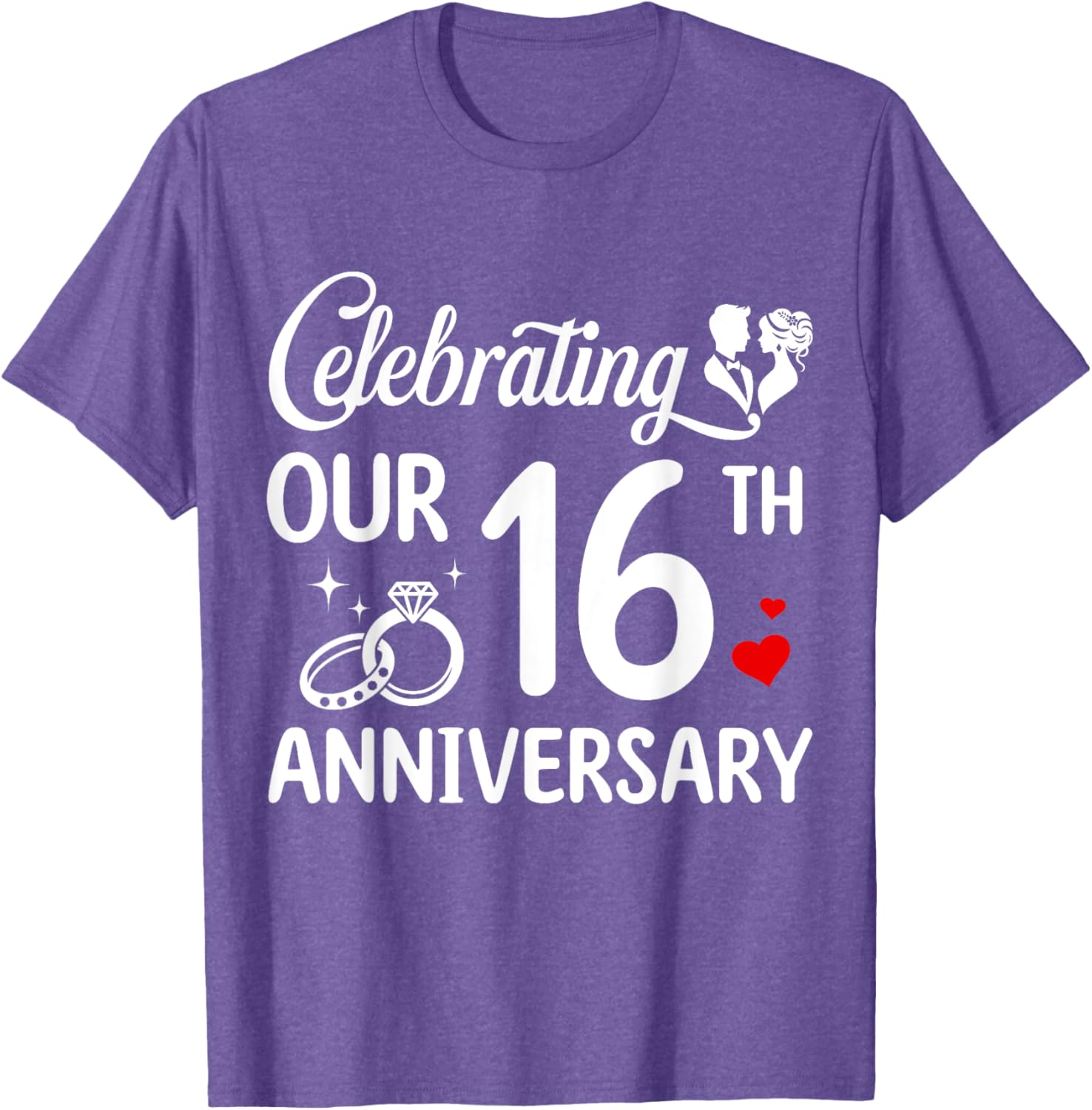 16th Wedding Anniversary T-Shirt for Couples - Celebrate 16 Years Together - 10