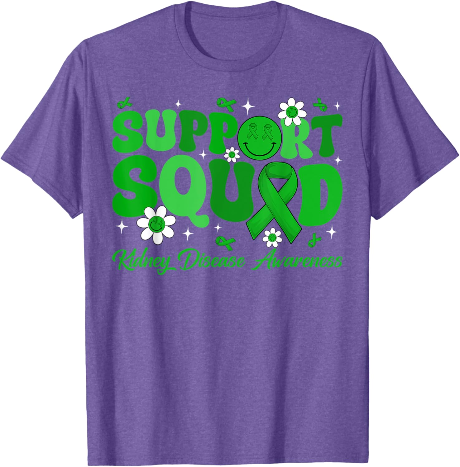 Groovy Support Squad Kidney Disease Awareness Green Ribbon T-Shirt - 15
