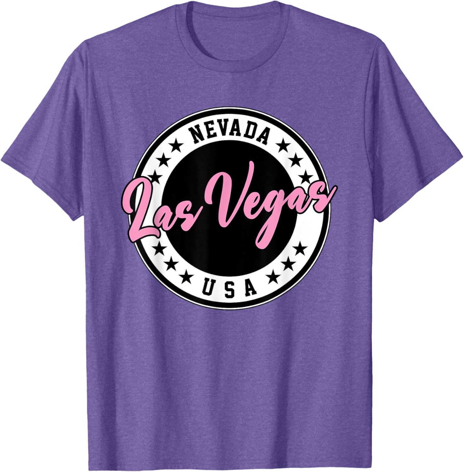 Las Vegas Nevada Pink Script Circle T-Shirt for Fun Fashion Lovers - 7