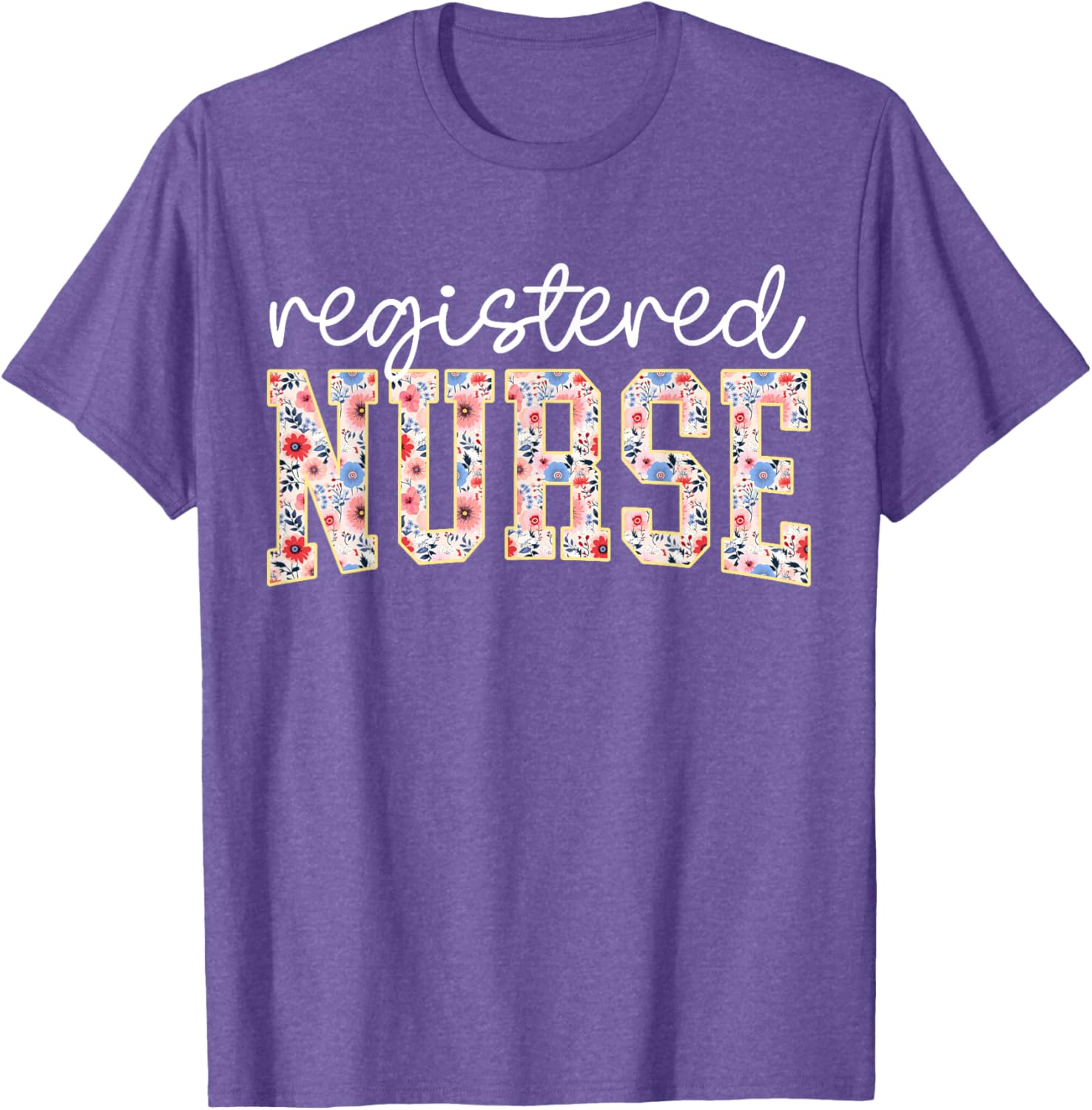 Floral Print RN Nurse T-Shirt for Women - Perfect for Nursing School - 7
