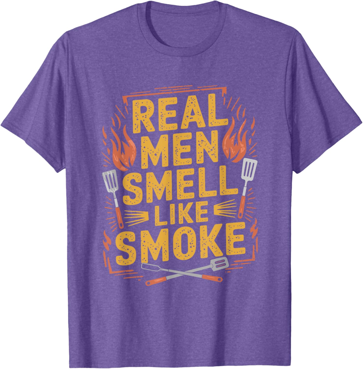 Funny BBQ Grill T-Shirt for Dads Real Men Smell Like Smoke and Meat - 3