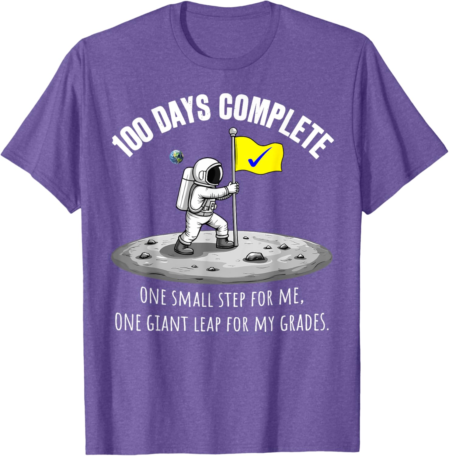 100th Day of School Astronaut on Moon T-Shirt for Kids Fun Celebration - 7