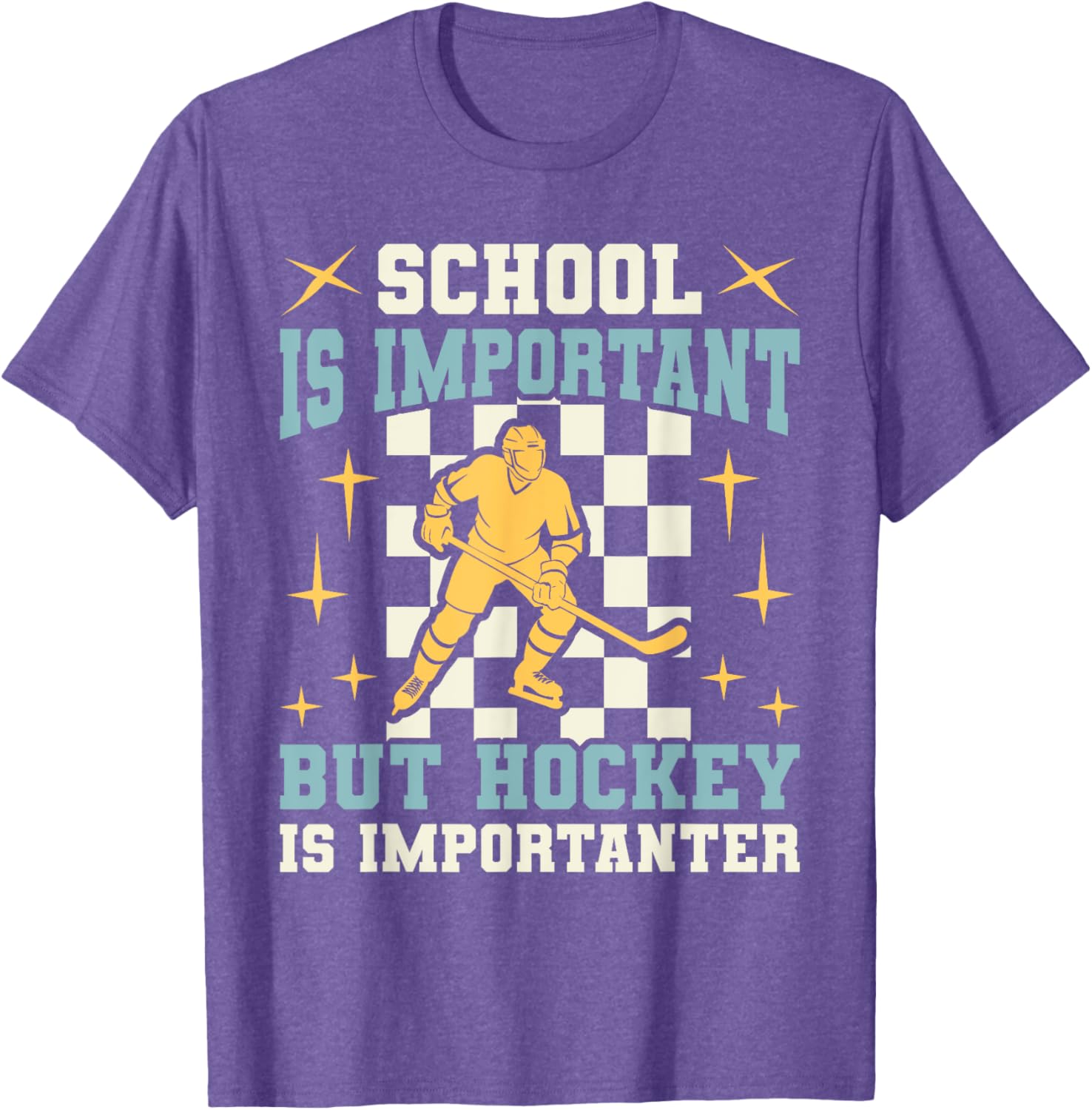 Funny Hockey T-Shirt for Boys - School Is Important Hockey Is Importanter - 13