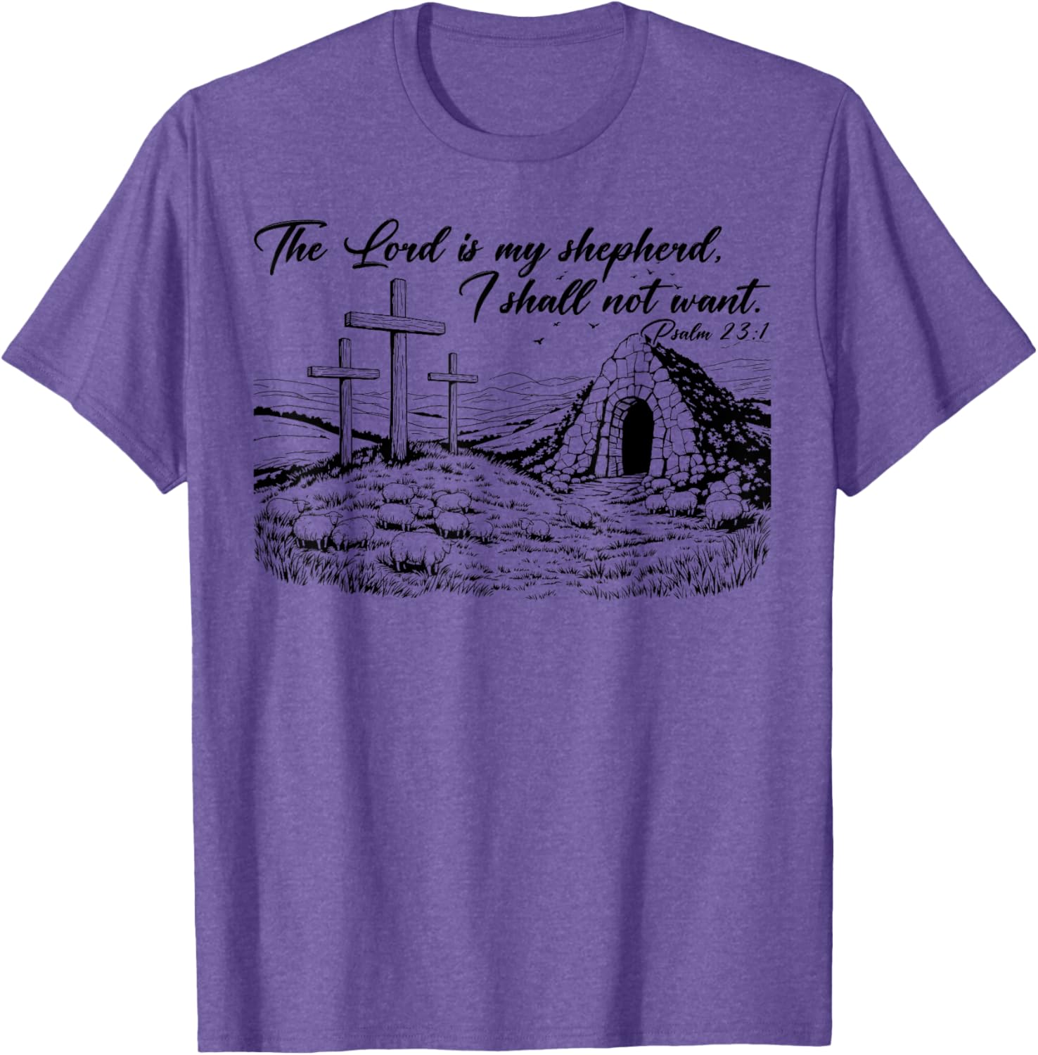 Happy Easter Christian T-Shirt The Lord Is My Shepherd Design - 16