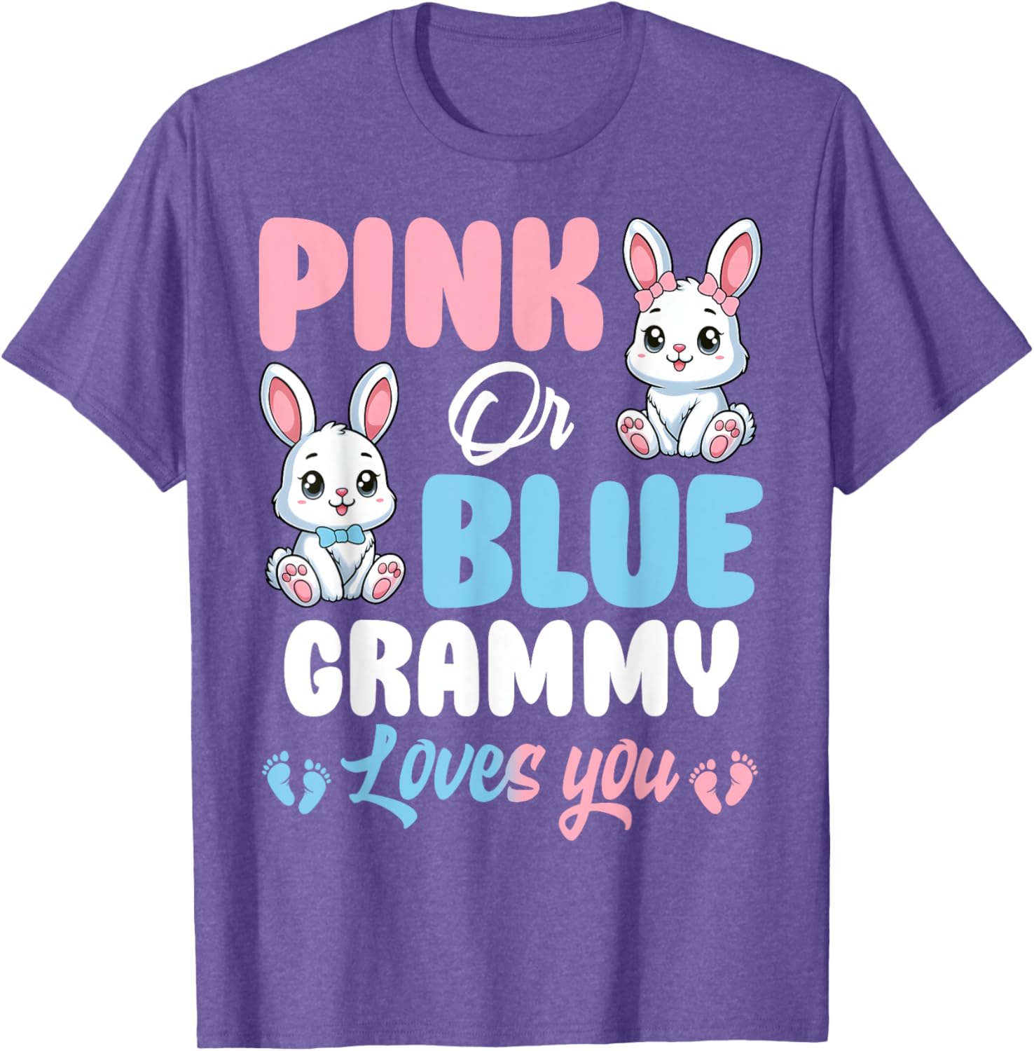 Pink or Blue Grammy Loves You Bunny Gender Reveal Party T-Shirt - 1