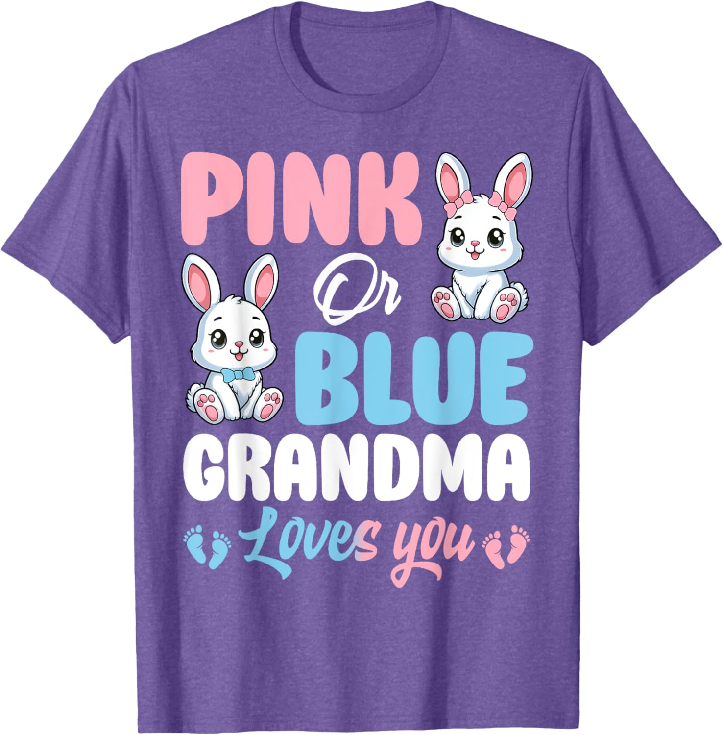 Pink or Blue Grandma Loves You Bunny Gender Reveal T-Shirt for Kids - 5