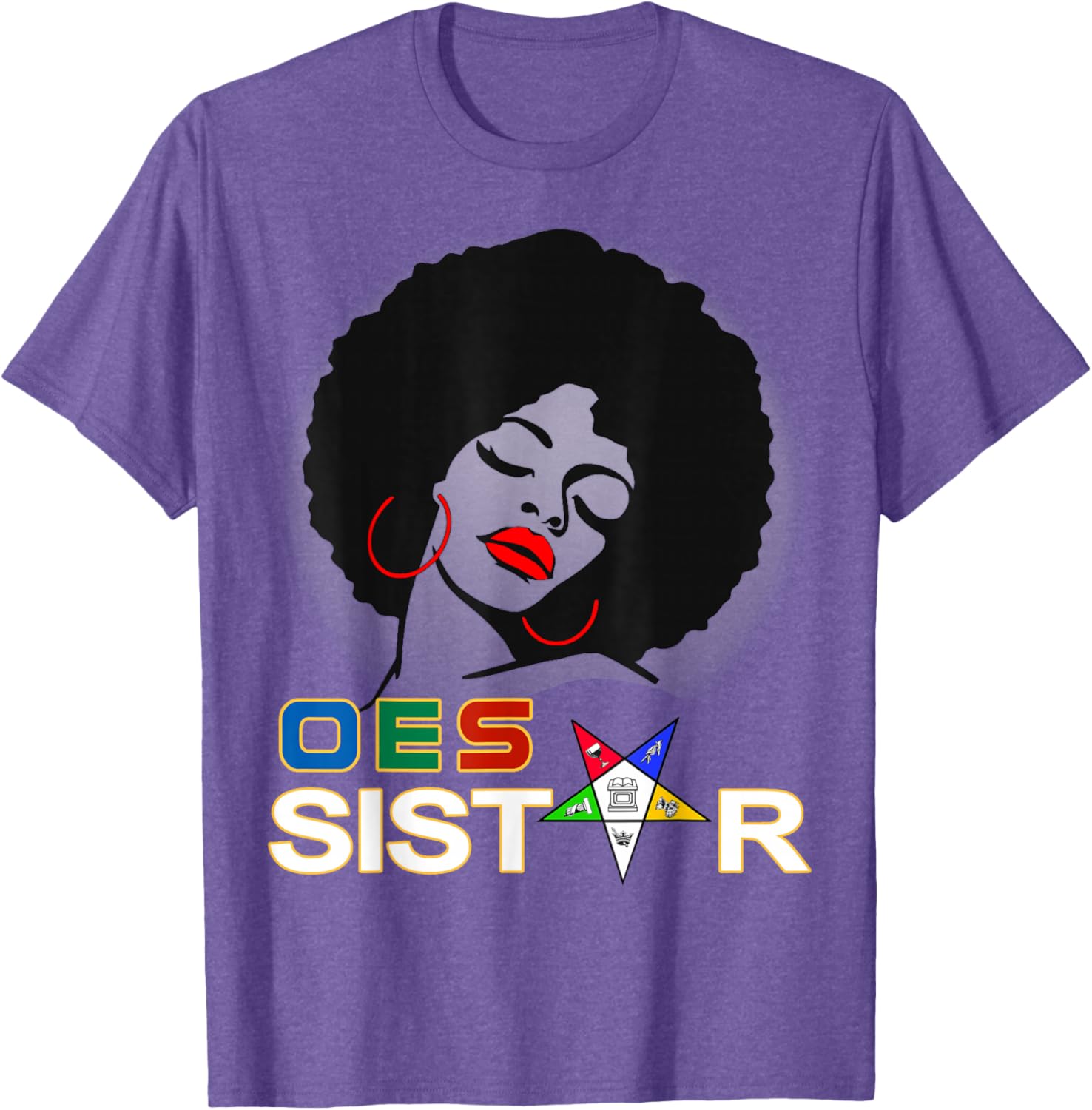 Beautiful Red Afro Earrings and Sistar Eastern Star T-Shirt for Girls - 3