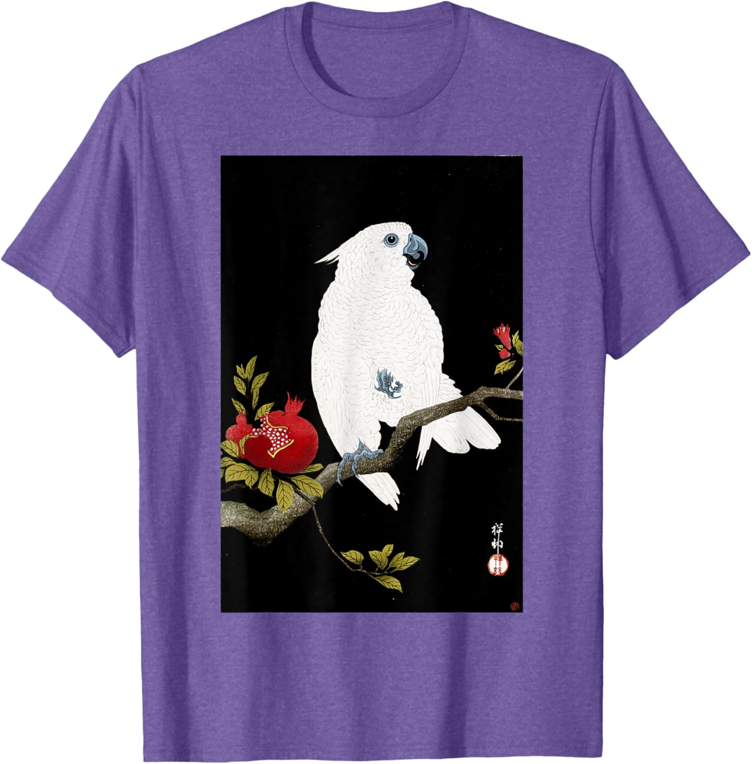 Koson Ohara Cockatoo and Pomegranate Japanese Art Bird T-Shirt - 26