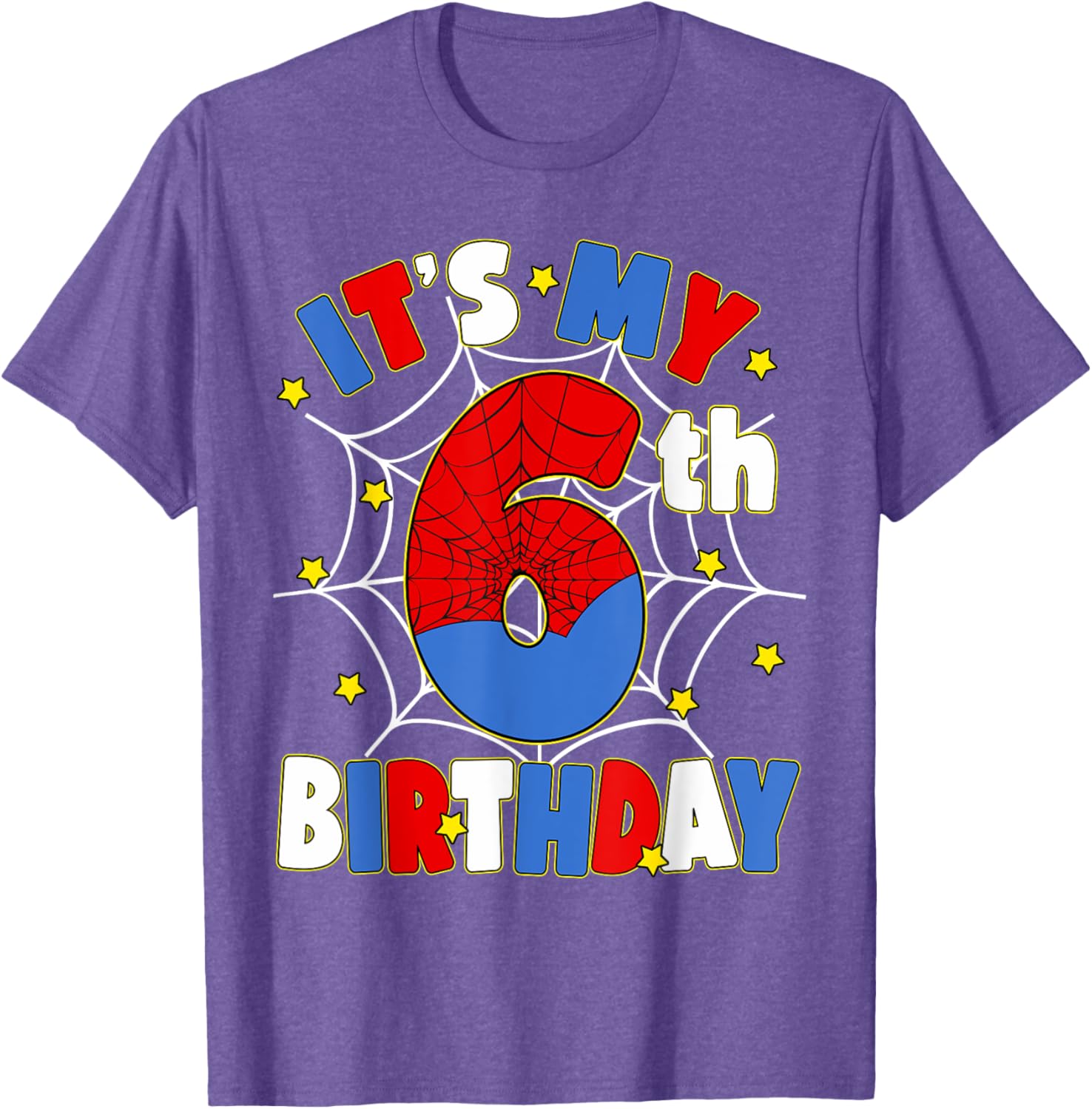 Kids Boys Spider Theme 6th Birthday Party T-Shirt for Fun Celebrations - 19
