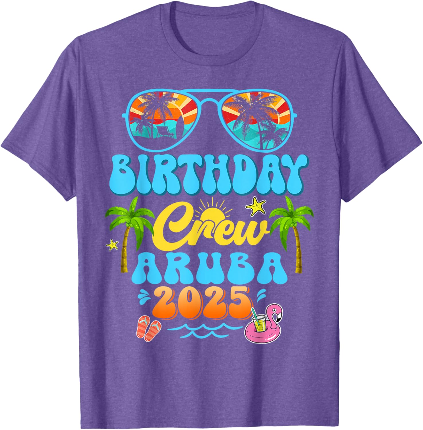 Aruba Birthday Crew Vacation Cruise 2025 Summer Group Trip T-Shirt - 7