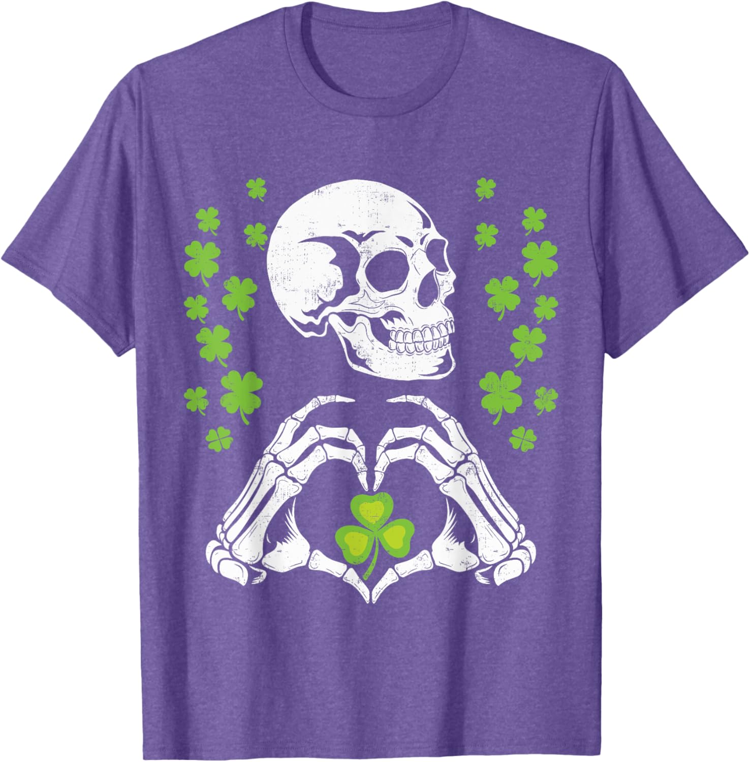 St Patrick's Day Skeleton Skull Heart Shamrock T-Shirt for Festive Fun - 18