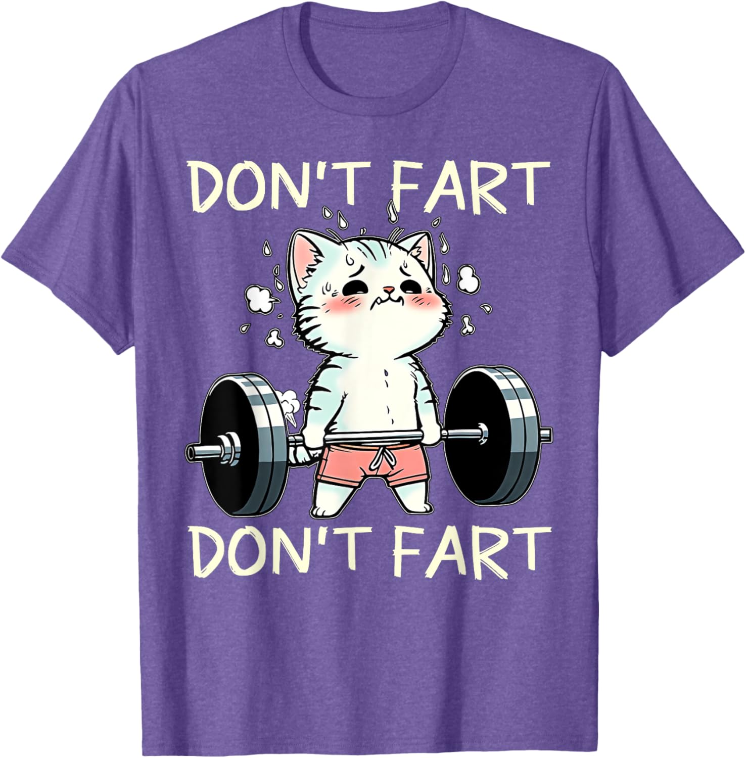 Funny Don't Fart Cat Weight Lifting T-Shirt for Fitness Lovers - 13