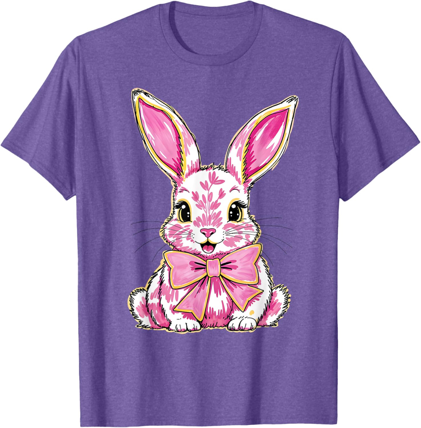 Happy Easter Bunny Coquette Bow Preppy T-Shirt for Women and Girls - 6