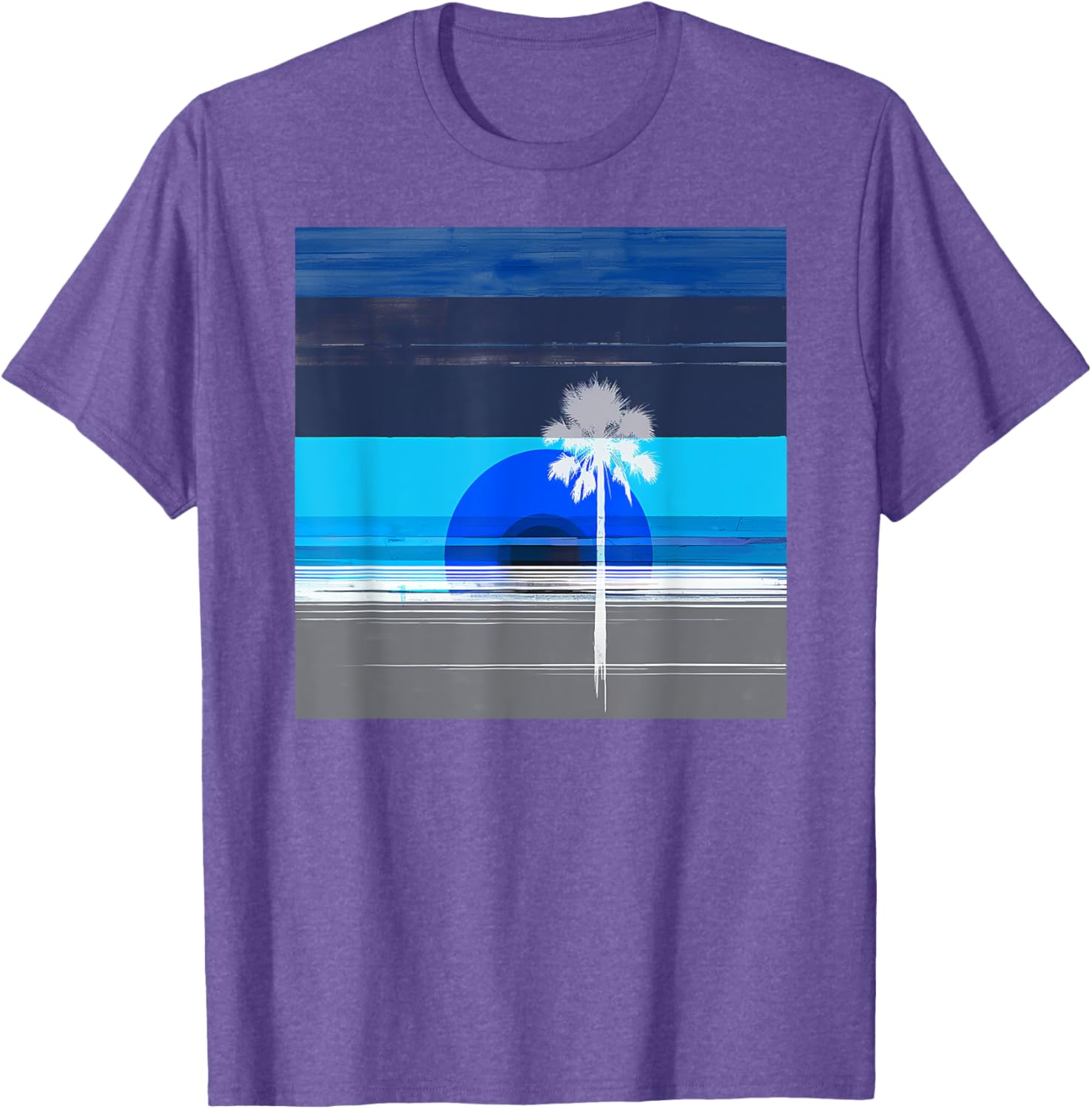 Stylish Palm Tree Tropical Landscape Abstract Art T-Shirt for Trendy Wear - 12