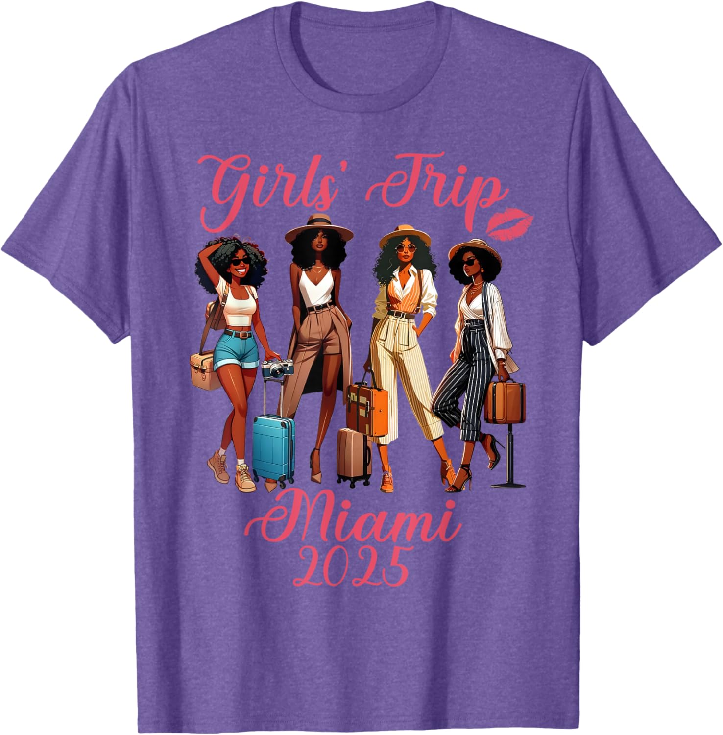 Miami Girls Trip 2025 Birthday Squad T-Shirt for Black Girls Fun Vacation - 10