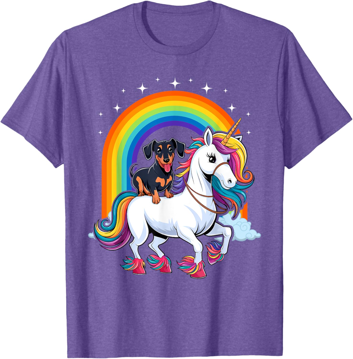 Dachshund Unicorn Galaxy Rainbow T-Shirt for Girls and Dogs - 3