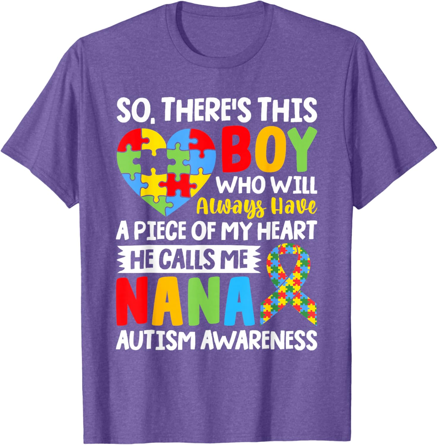 Proud Autism Grandma T-Shirt Heart Design for Nana Autism Awareness - 6