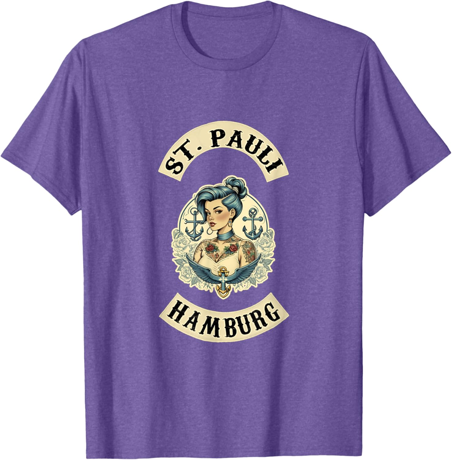 Hamburg St. Pauli Reeperbahn Sailor Tattoo Girl T-Shirt for Fans - 8
