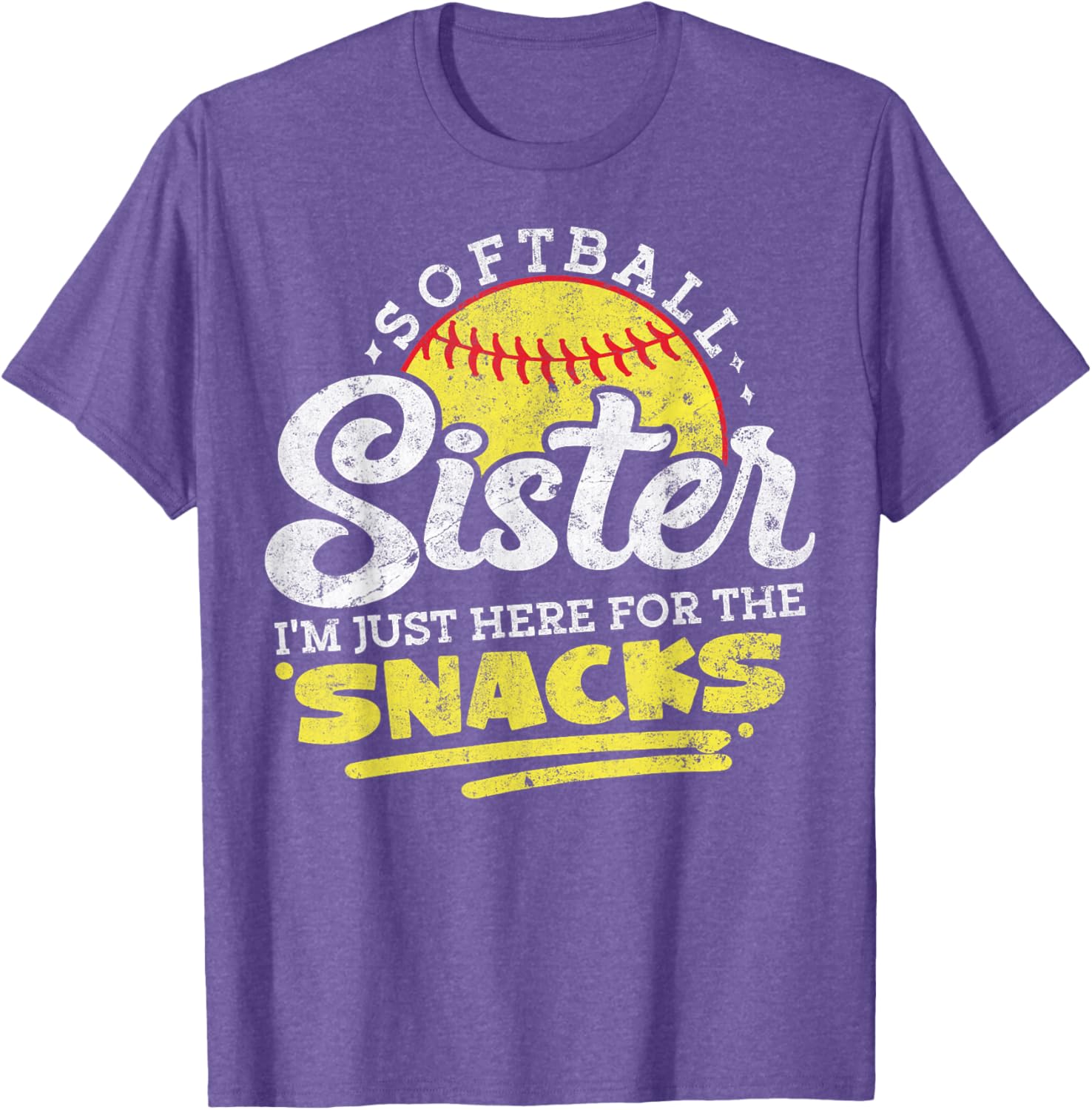 Softball Sister Funny Snack Lover Retro T-Shirt for Game Days - 14