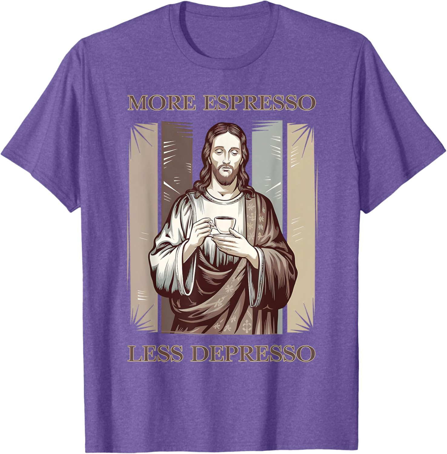 Jesus More Espresso Less Depresso Retro Coffee Lover T-Shirt - 3