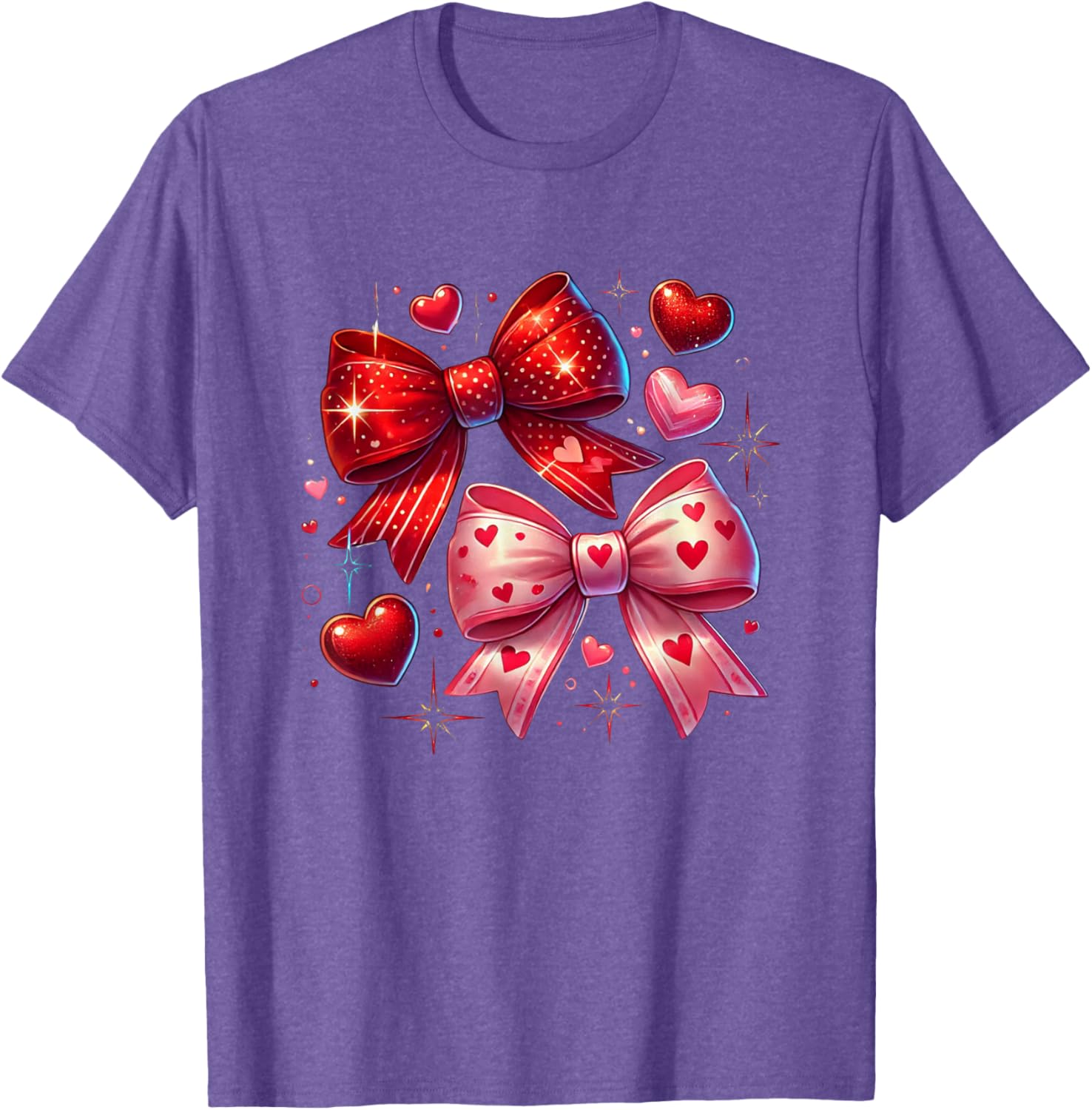 Heart Bows and Stars Romantic Love T-Shirt for Couples and Gifting - 16