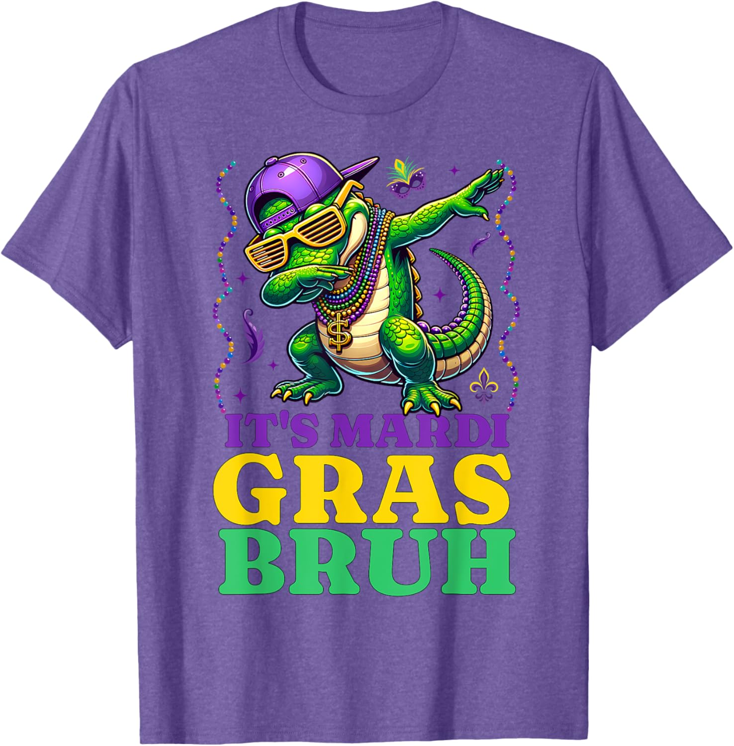 Mardi Gras Dabbing Alligator T-Shirt for Fun Costume Parades - 3