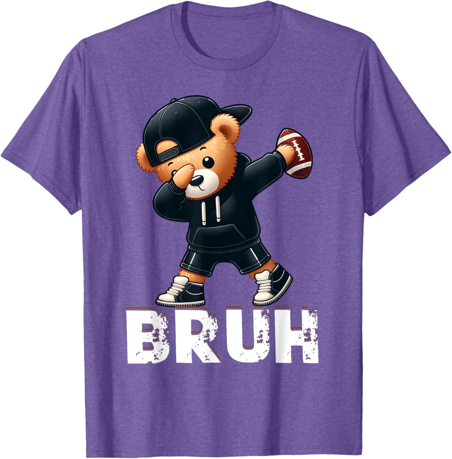 Funny Bruh Hip Hop Teddy Bear Dabbing Football T-Shirt for Boys - 10
