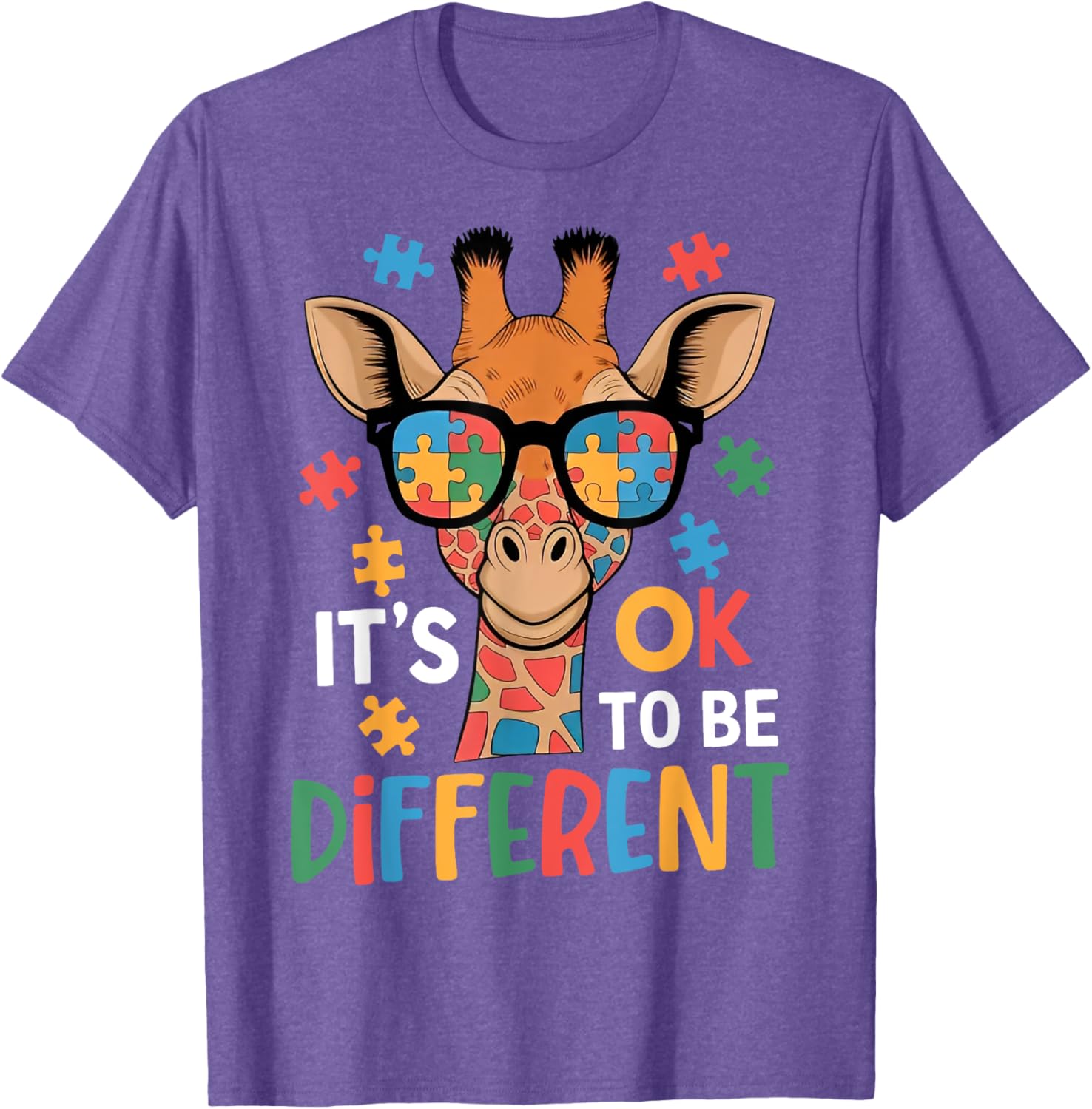 It's Okay to Be Different Giraffe Autism Awareness T-Shirt for Kids - 8
