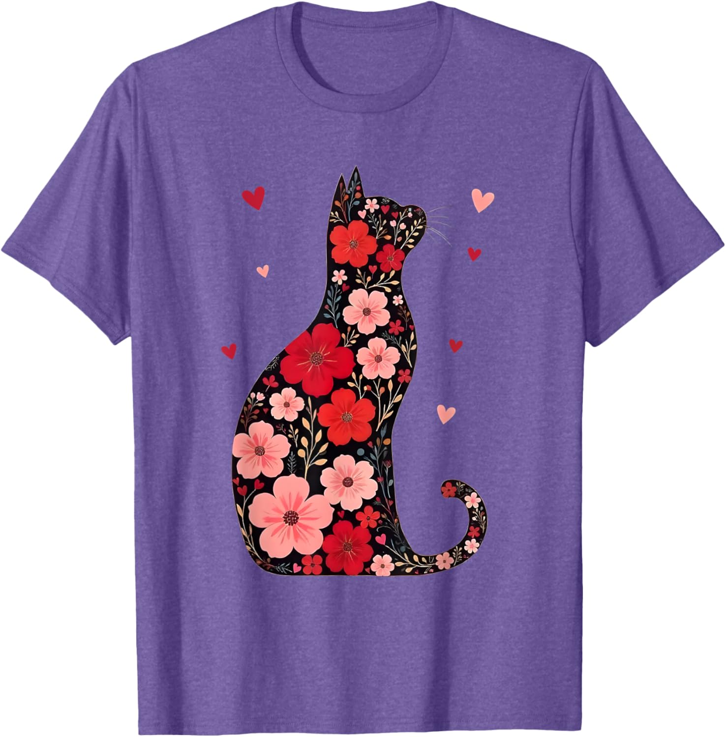 Happy Meowentine's Day Floral Cat T-Shirt for Women - Cute Valentine's Gift - 10