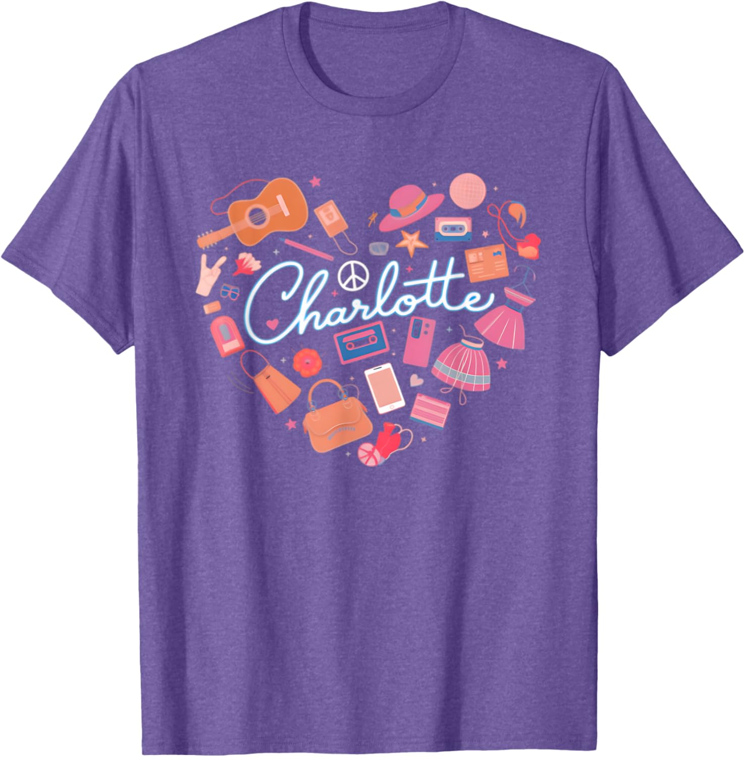 Personalized Charlotte Retro Heart T-Shirt for Girls - Cute Fashion Wear - 2