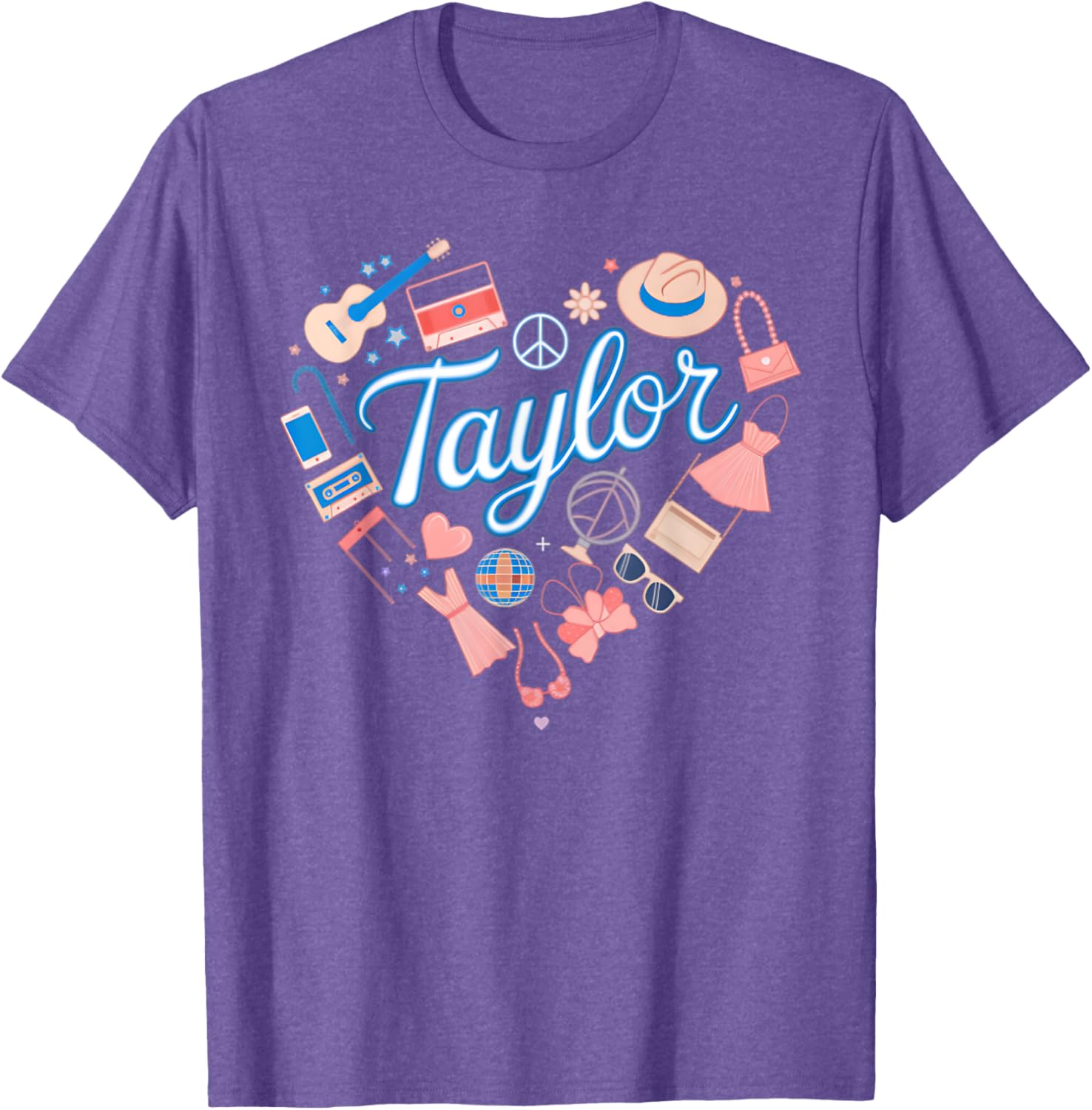 Personalized Girl Retro Heart T-Shirt with Taylor Name for Stylish Kids - 5