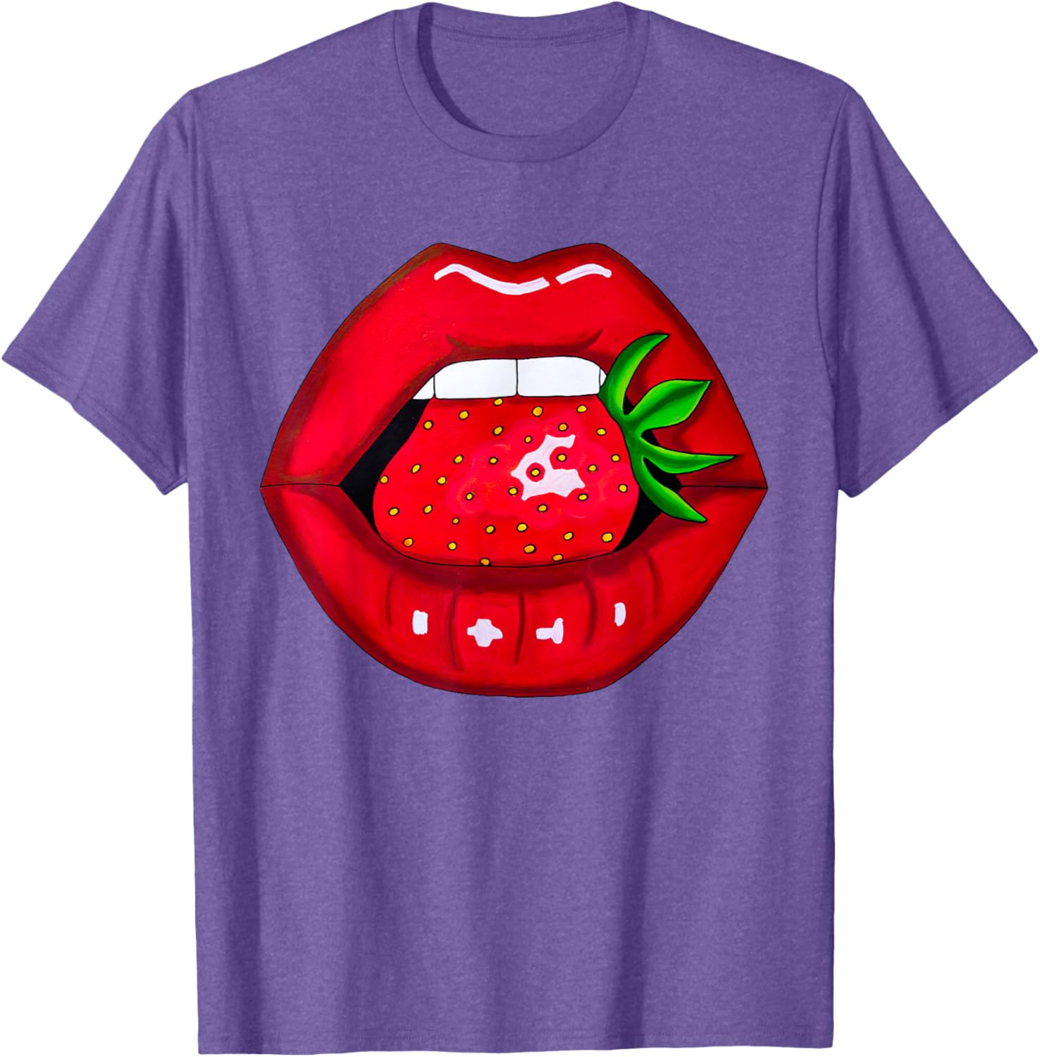 Sexy Strawberry Lips Red Lipstick Women's T-Shirt for Fun Fashion - 19