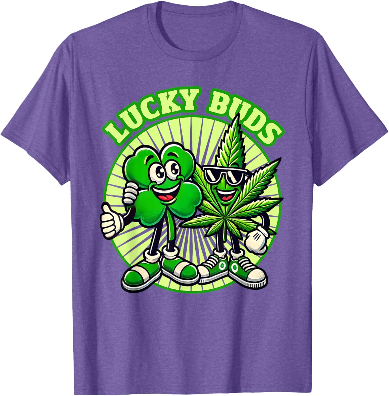 Lucky Buds St. Patrick's Day Retro Clover Weed T-Shirt for High Spirits - 3