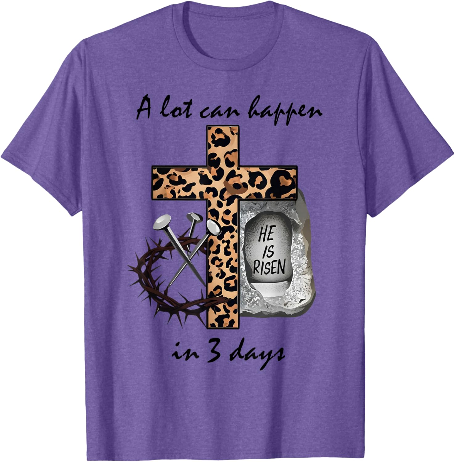 Inspirational 3 Days Christian Easter Cross T-Shirt for Faithful Celebration - 16