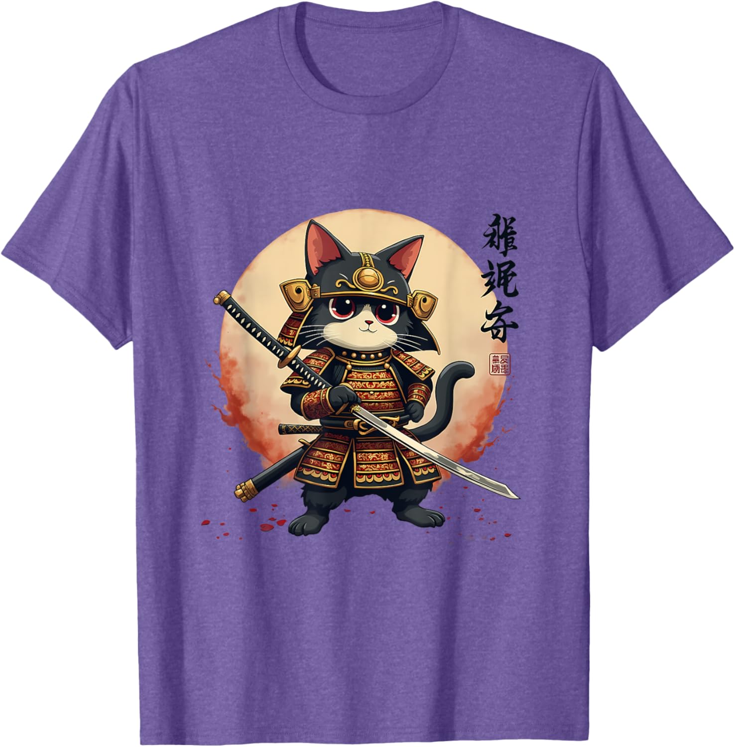 Samurai Cat Warrior Art Tee for Men and Women - Cool Japanese Anime T-Shirt - 5