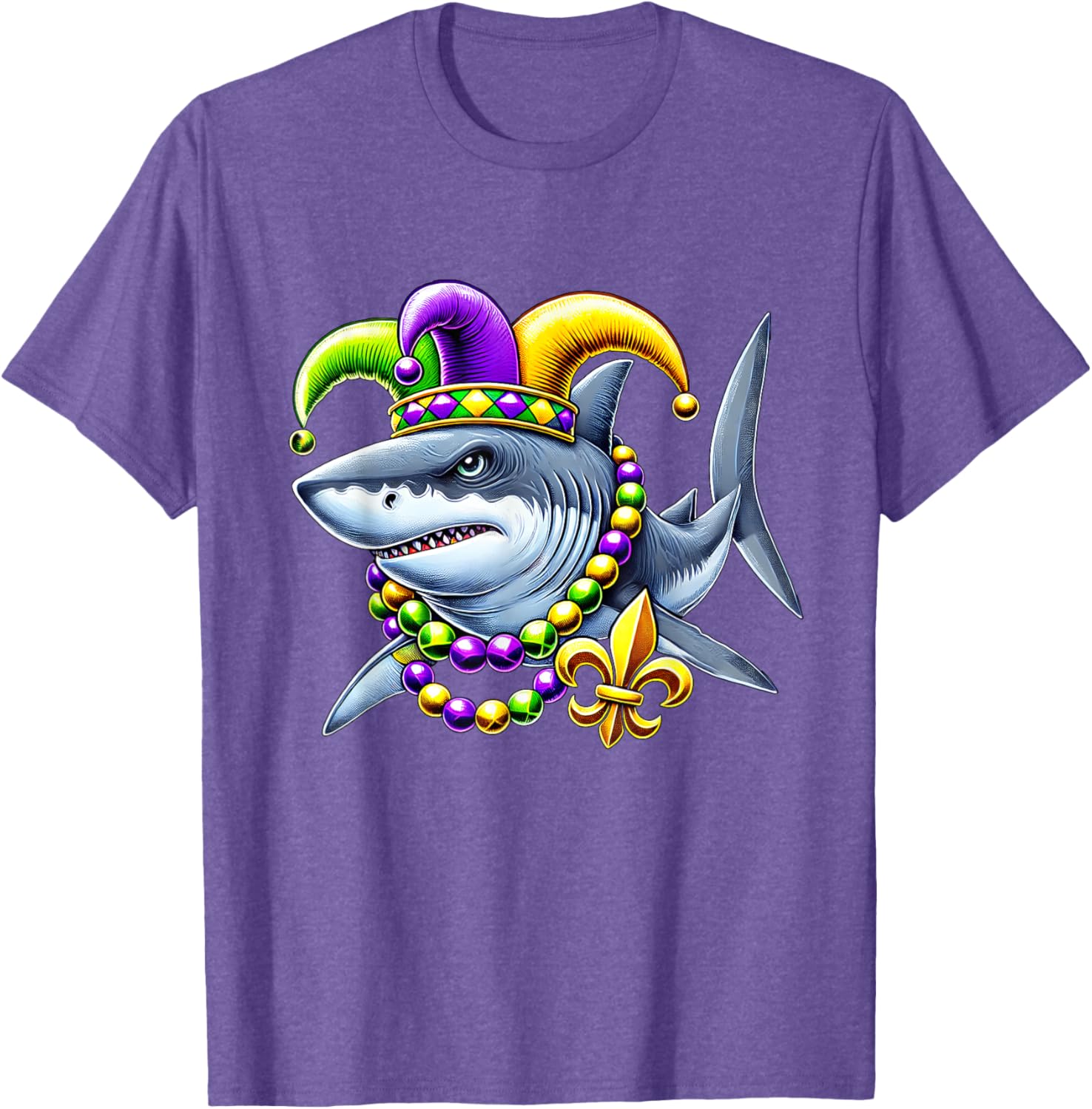 Jester Shark Beads Mardi Gras T-Shirt for Men, Women, and Kids - 8