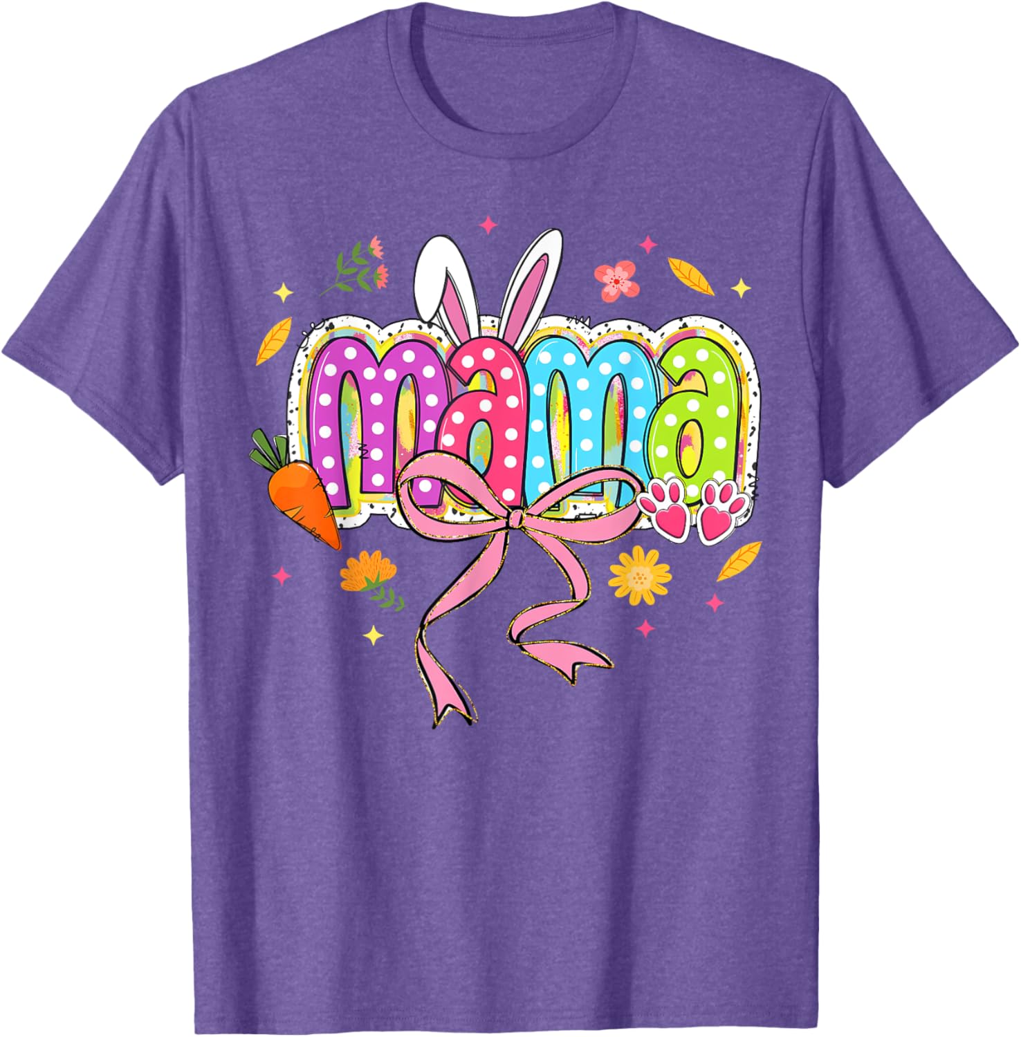 Boho Floral Coquette Bow Mama Bunny Easter Family T-Shirt for Moms - 5