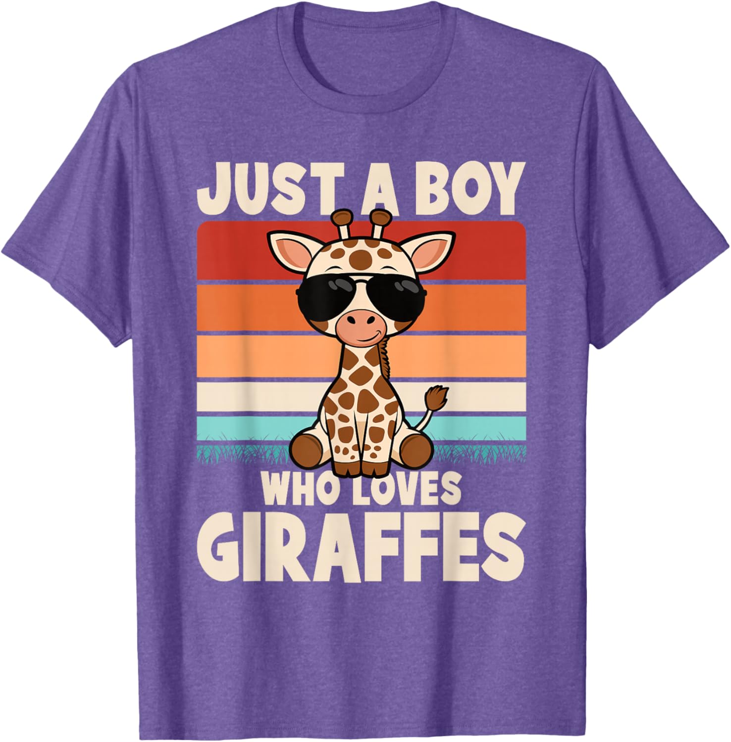Just A Boy Who Loves Giraffes Retro Wild Animal Kids T-Shirt - 6