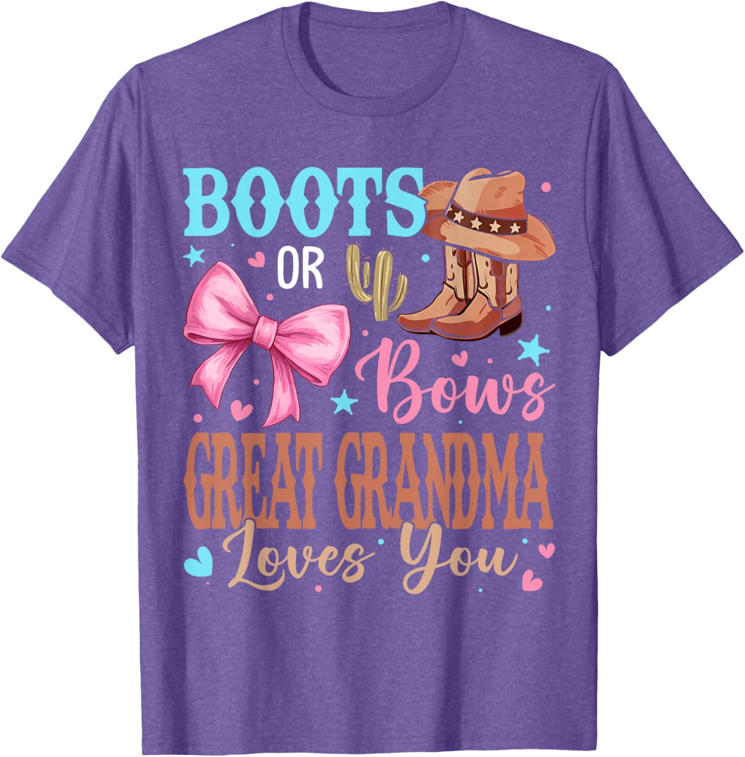 Great Grandma Boots or Bows Gender Reveal T-Shirt for Party Fun - 16
