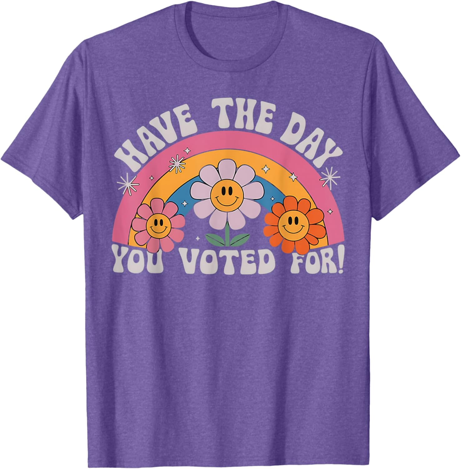 Funny Groovy Rainbow Flower T-Shirt Perfect for Voting Day Pride - 19