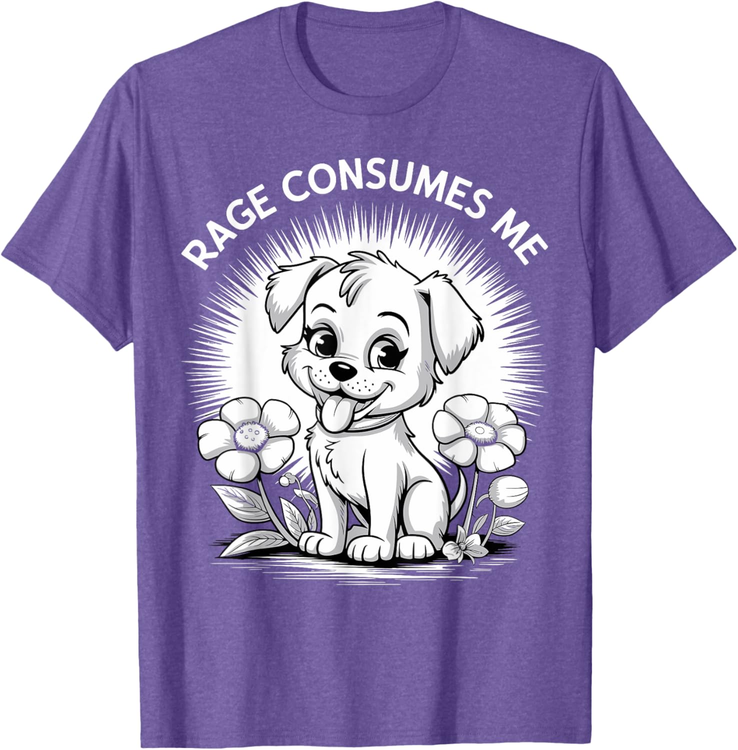 Cute Funny Puppy Rage Flower Meme Retro T-Shirt for Dog Lovers - 6