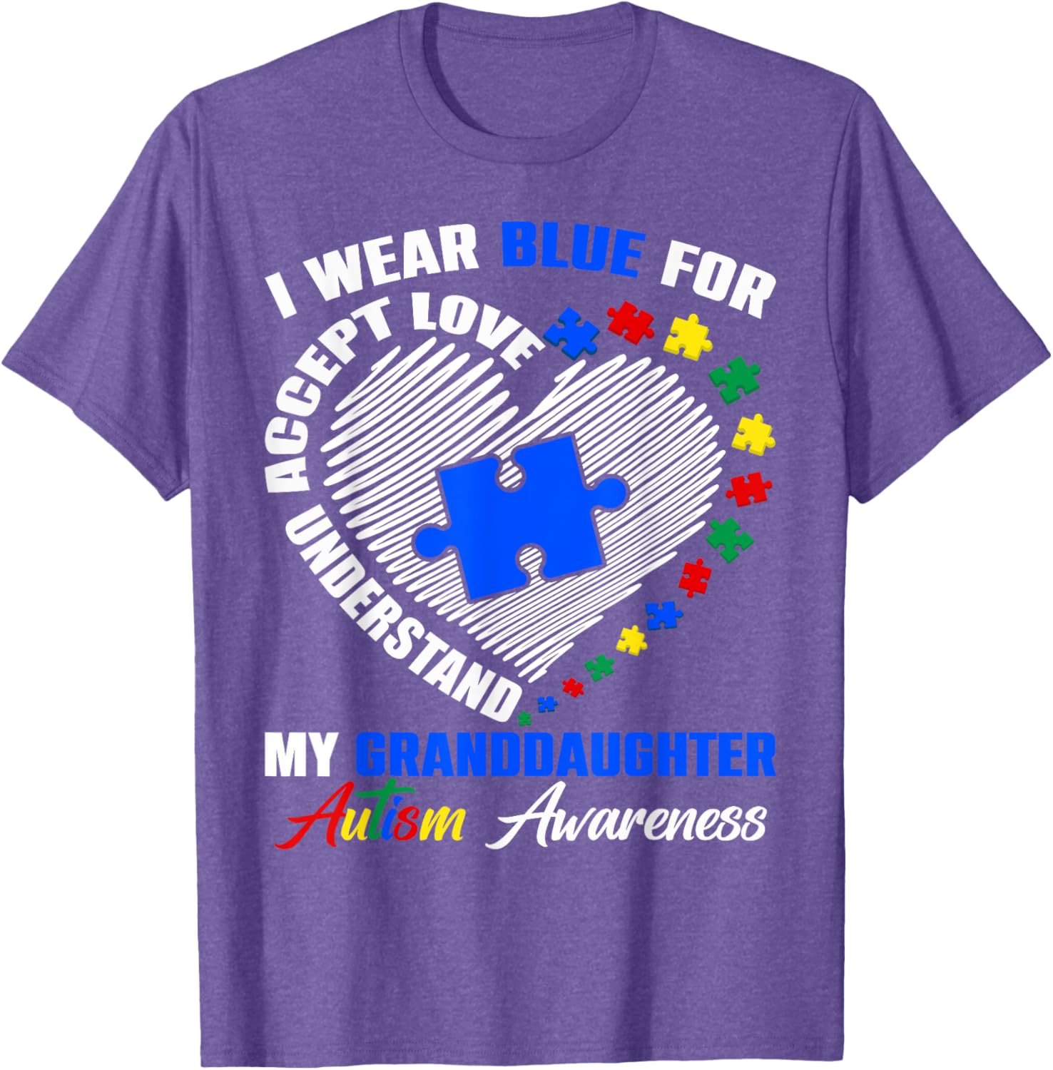 Blue Puzzle Pie T-Shirt for Autism Awareness - Perfect for Granddaughters - 14