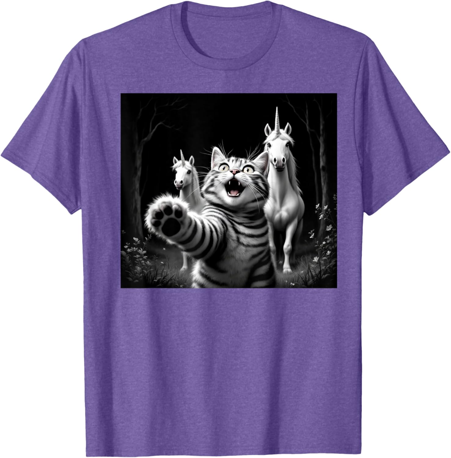 Funny Cat and Unicorn Selfie T-Shirt for Cat Lovers and Kids - 2