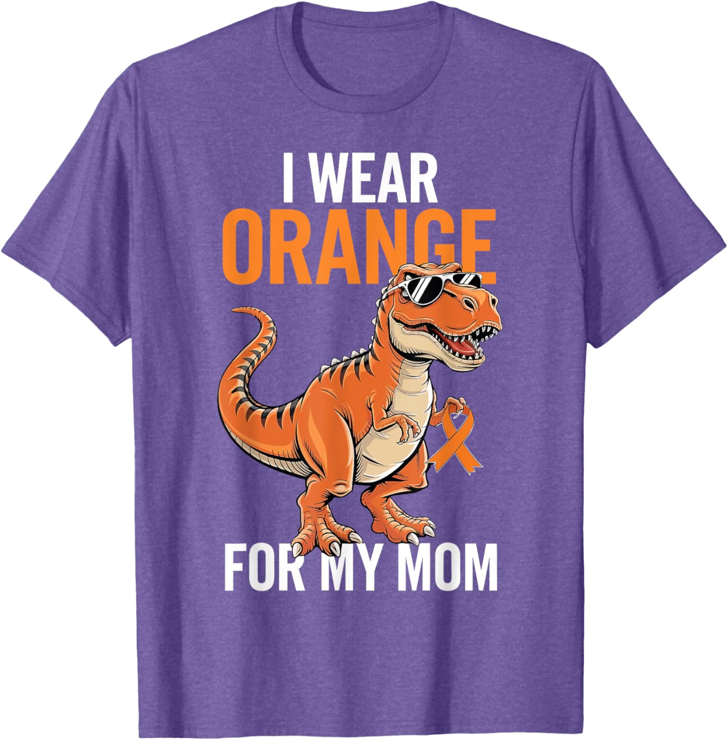 I Wear Orange For Mom Dinosaur MS Awareness T-Shirt for Supportive Families - 9