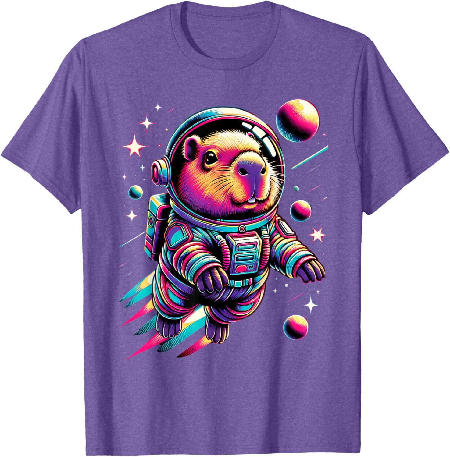 Adorable Space Capybara Astronaut T-Shirt for Animal Lovers - 3