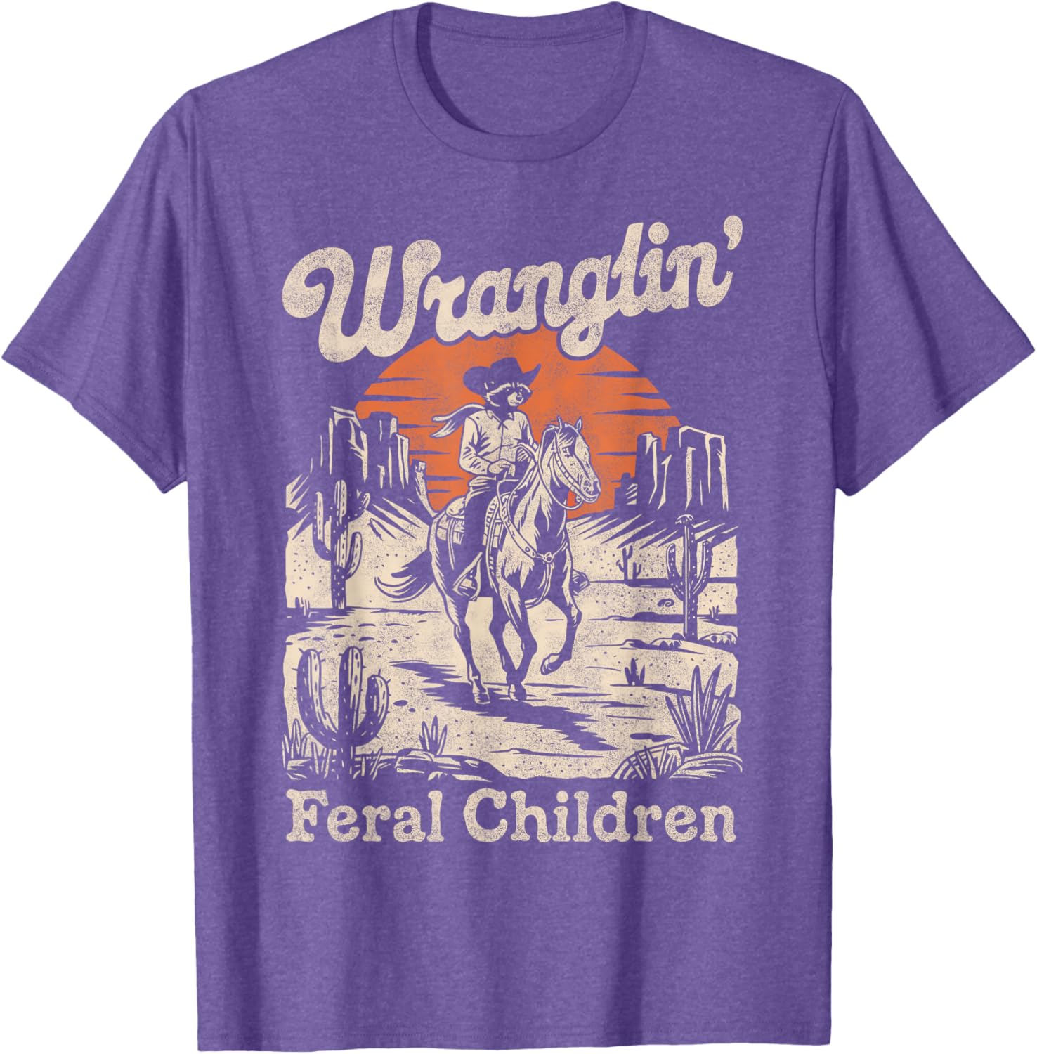 Wranglin Feral Children Raccoon T-Shirt Retro 90s Cowboy Style - 10