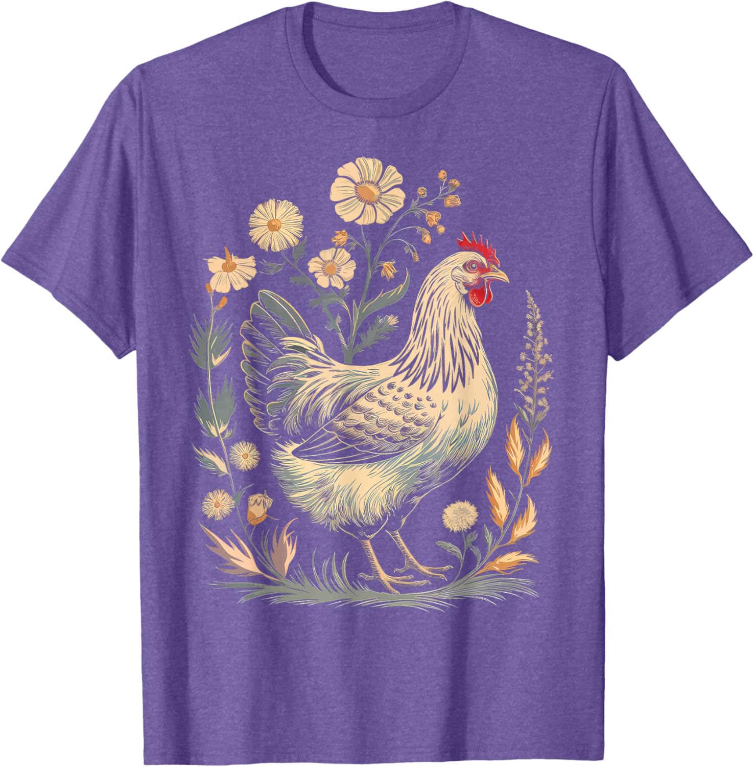 Colorful Chicken Floral Art T-Shirt for Women - Perfect for Farm Lovers - 9