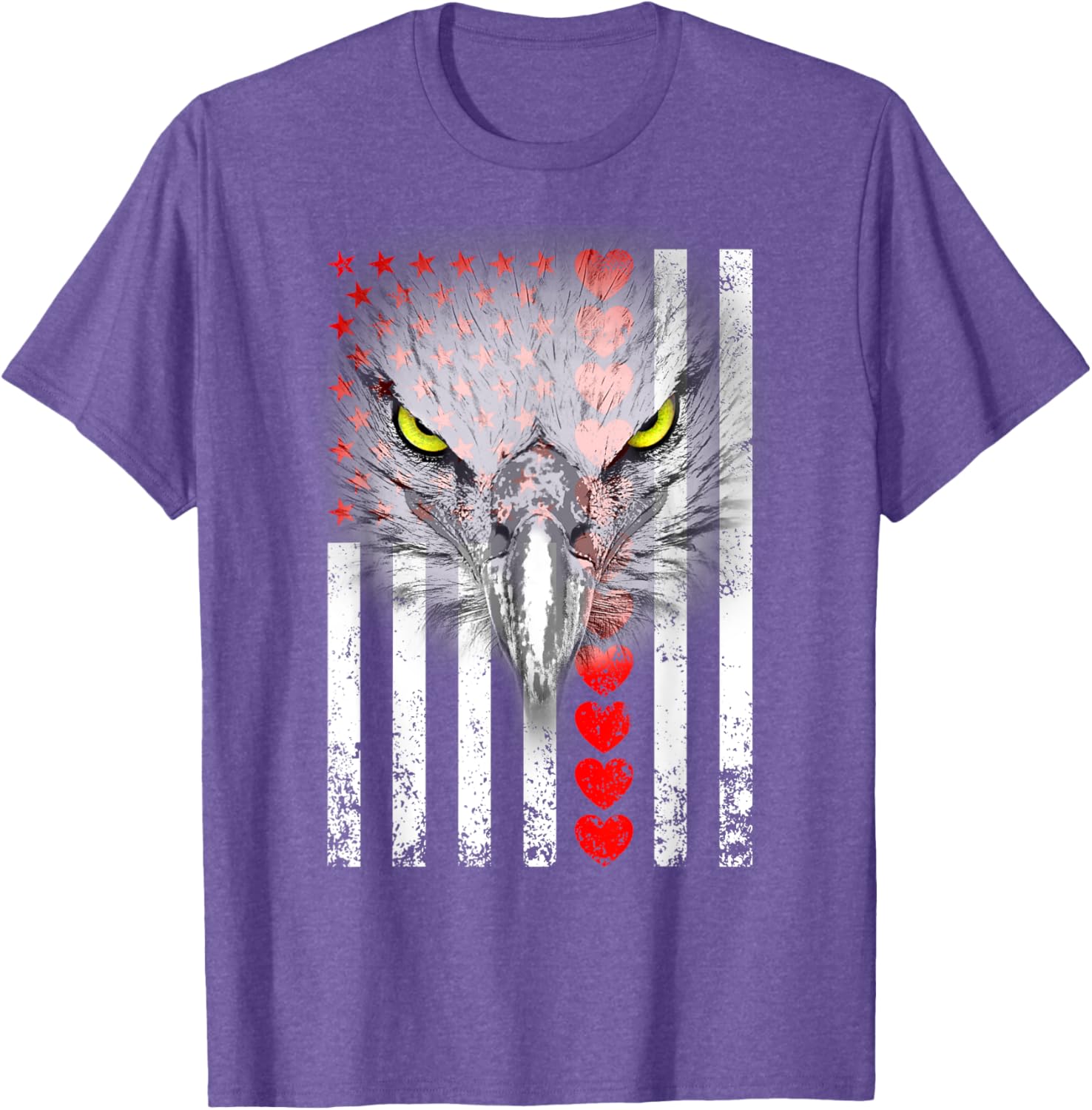 Happy Valentine's Day Eagle T-Shirt for Animal Lovers with Hearts & Flag - 4